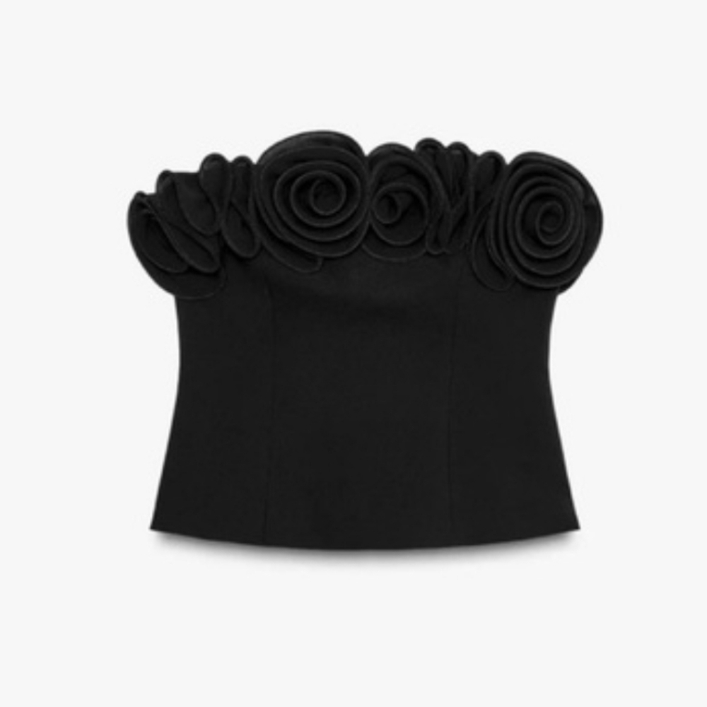 ZARA FLORAL STRAPLESS TOP